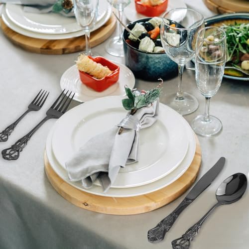 Retro Royal Black Silverware Set With Gift Box, 60-Pieces Cutlery Set Utensils Stainless Steel Flatware For 12 MIKIWAY Kitchen Tableware Set For Gifts Festive, Dishwasher Safe, Mirror Polishing - Image 6