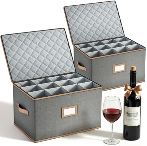 Wine Glass Storage Containers, 2 Piece China Storage Containers, Grey by Unknown