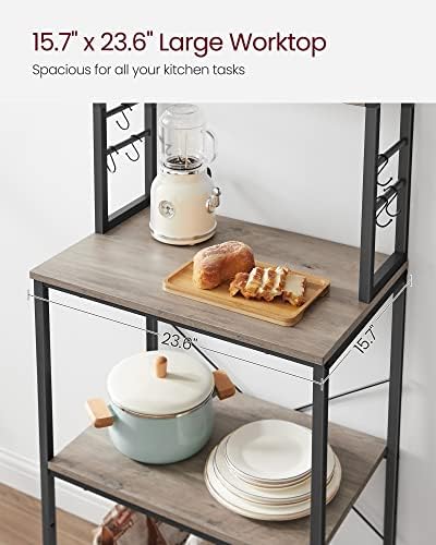 VASAGLE Coffee Bar, 23.6 Inches 6-Tier Baker's Rack with 6 Hooks - Image 5