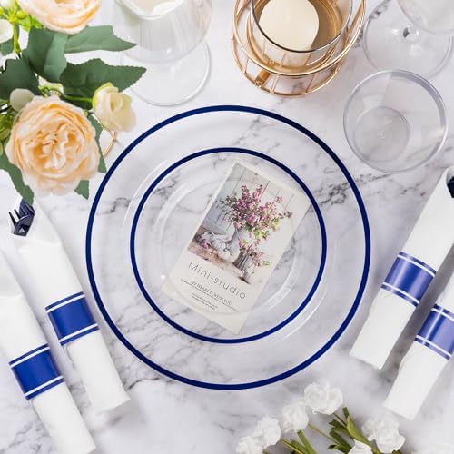 Goodluck 350 Pcs Clear Blue Plastic Plates Disposable for Party 50 Guests - Image 5