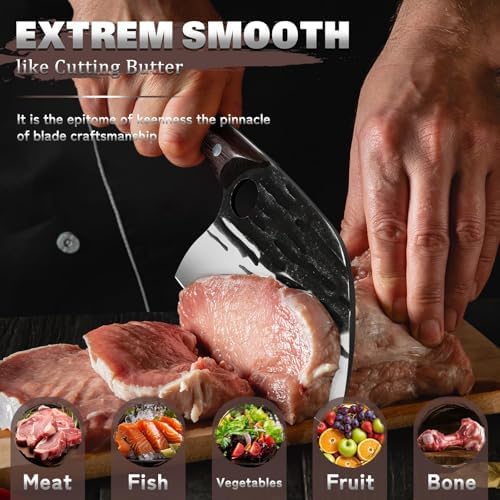 Huusk Butcher Knife Set with Roll Bag - 10PCS for Meat Processing Men Gift - Image 4