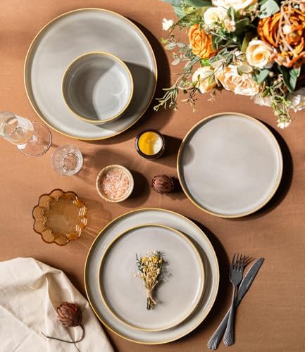 TheTerra Ceramic Dinnerware Set for 4, 12-Piece Plates and Bowls Set - Image 3