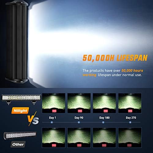 Nilight 20Inch 126W Spot Flood Combo Led Light Bar 2PCS 4Inch 18W Flood LED Pods Fog Lights Off Road with 16AWG Wiring Harness Kit-3 Leads for Van Camper Car Pickup Golf Cart ATV UTV SUV Truck Boat - Image 5