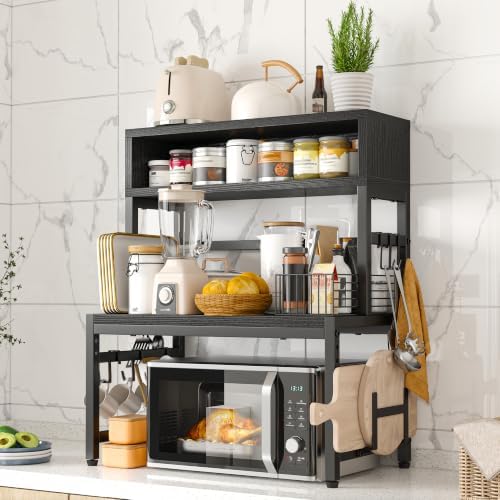 EnHomee 4-Tier Microwave Stand for Countertop Storage, Black by EnHomee