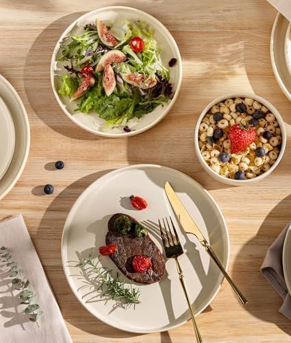 TheTerra Ceramic Dinnerware Set for 4, 12-Piece Plates and Bowls Set - Image 4