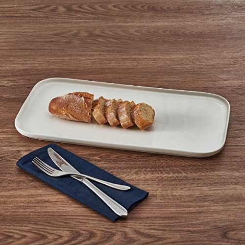 Mikasa Samantha Rectangular Bone China Lightweight Chip Resisant Serving Tray, 15.85 Inch, White - Image 5
