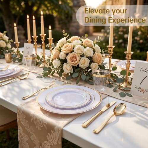 DaYammi 350PCS Gold Plastic Dinnerware Set for 50 Guests - Image 6