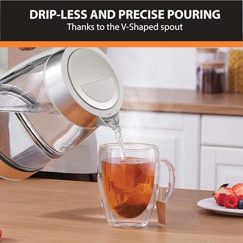 KRUPS Electric Kettle, 1.8-Qt (1.7L) Tea Kettle, 1500W with LED indicator, Hot Water Boiler, Auto Shut-off, Rapid 80-Second Cup Boiling, Safe Boil-dry Protection, Water Heater, Glass Carafe, Grey - Image 4