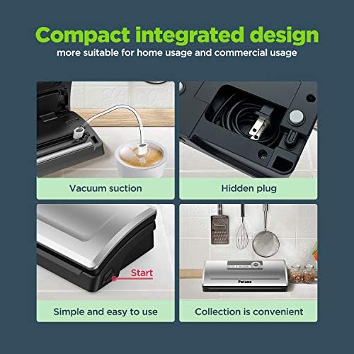 POTANE Precision Vacuum Sealer Machine, Powerful Pro Vacuum Food Sealer, 8-in-1 Easy Presets, 4 Food Modes, Dry&Moist&Soft&Delicate with Starter Kit, Compact Design(Silver) - Image 6