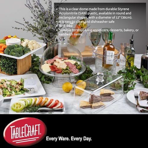 TableCraft 11887 Rectangular Cake Dome with Knob Handle, Clear SAN Plastic, Shatter-Resistant Display Cover for Cakes, Pastries, and Sandwiches, 13.5" x 7.7", BPA Free, Dishwasher Safe - Image 5