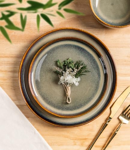 TheTerra Ceramic Dinnerware Set for 4, 12-Piece Plates and Bowls Set - Image 2