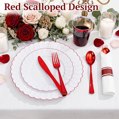 YOUBET 350PCS White Scalloped Plastic Plates for Weddings - Image 4
