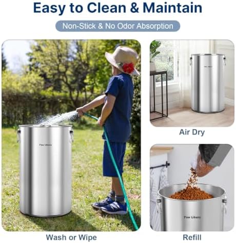 Paw Libero 35 Lbs Stainless Steel Dog Food Storage Container with Airtight Lid & Ceramic Bone Handle, Large Metal Dog Food Bin for Dogs & Cats, Keep Fresh, Easy to Clean - Image 6