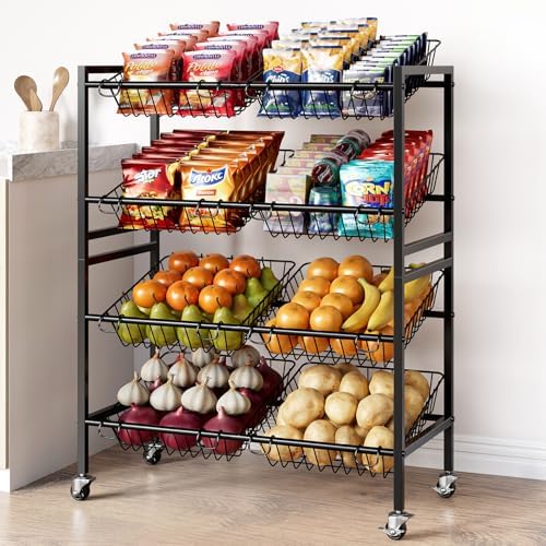 Evermagin 25.2" W Kitchen Storage Cart, 4-Tier Snack Cart with Wheels - Image 5