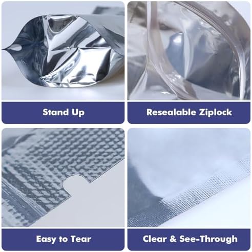 700-Pack Reclosable Large Mylar Bags for Food Storage 5.9" x 8.7" Stand Up Pouch Bags Bulk Resealable Smell Proof Aluminum Silver Foil Bags with Clear Window Kitchen Storage Edible Packaging - Image 4