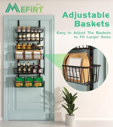 Mefirt Over The Door Pantry Organizer, 6-Tier Black Deep Baskets - Image 5