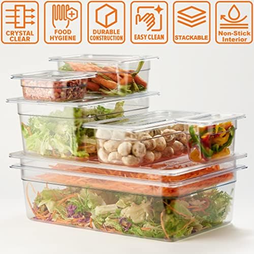 CURTA 6-Pack Full Size 4" Deep NSF Polycarbonate Food Pans | Dishwasher & Freezer Safe Clear Container for Prep Tables, Buffet, Salad Bar, Commercial & Home Kitchen - Image 6
