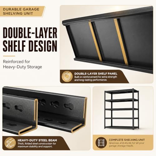 Kitchen Organization, 4 Tier Kitchen Shelf, 2000 LBS Adjustable Bakers Rack, Heavy Duty coffee bar, Split Into 2 Units, Appliance & Pantry Organizer, 40" Wx 18" Dx 54.3" H - Image 5