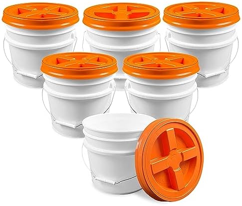 ePackageSupply 3.5 Gallon Bucket, Food-Grade w/Lid, BPA-Free, Orange,6 Pack by ePackageSupply