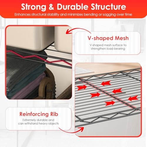 BestOffice | 5-Tier Wire Shelf | 14" x 24" x 60" | Black - Image 6
