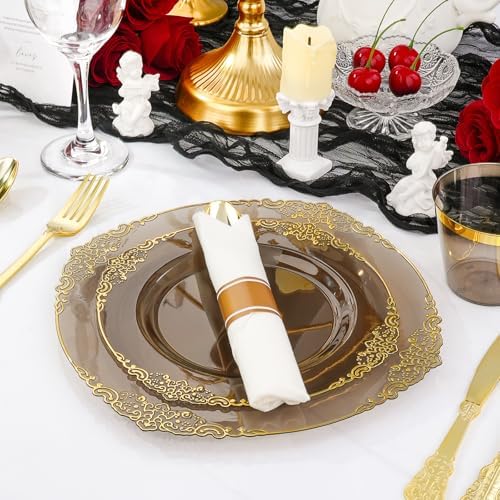 Bestluck 350PCS Black Disposable Dinnerware for 50 Guests - Image 5