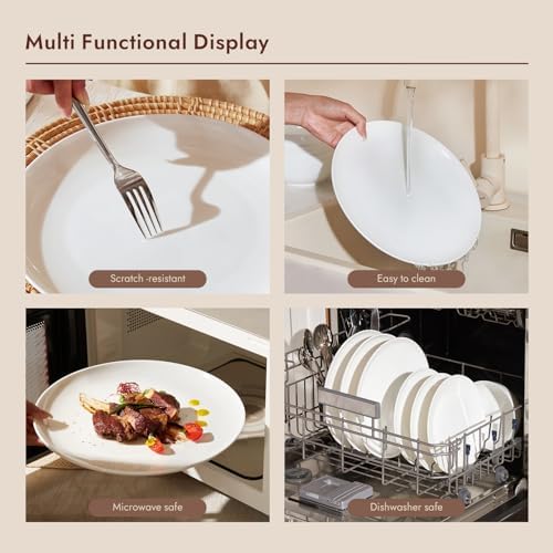 KINGSTONE Bone China Dinnerware Set for 6, 18-Piece Plates and Bowls Set - Image 4