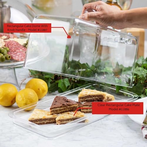 TableCraft 11887 Rectangular Cake Dome with Knob Handle, Clear SAN Plastic, Shatter-Resistant Display Cover for Cakes, Pastries, and Sandwiches, 13.5" x 7.7", BPA Free, Dishwasher Safe - Image 4