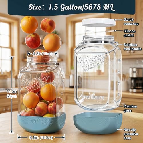 1.5 Gallon Large Glass Jar with Airtight Lid, Square, 2 Pack - Image 5