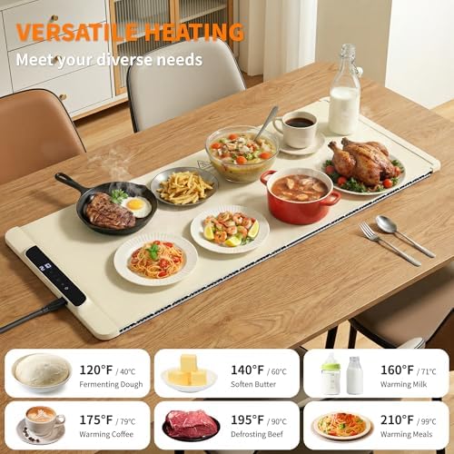 Warming Mat for Food with Heat Resistant Pad for Family Dinner, 35.8"x15.0" - Image 5