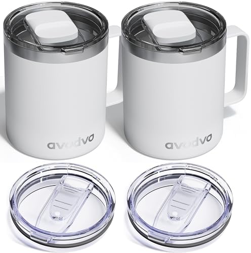 2 Pack 12oz Insulated Coffee Mug with Lids, Stainless Steel Cup by avodvo