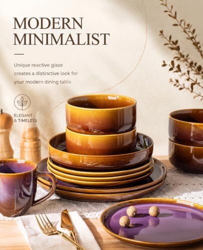 TheTerra Ceramic Dinnerware Set for 4, 16-Piece Plates and Bowls Set - Image 4
