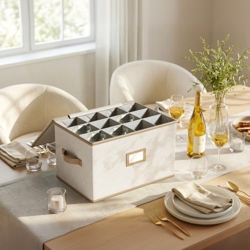 Wine Glass Storage Containers, 2 Piece China Storage Containers, Beige - Image 3