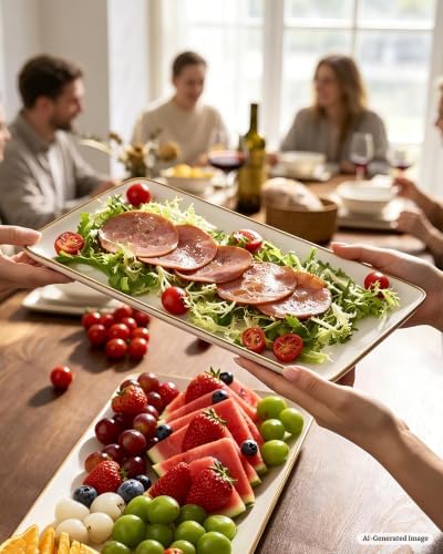 Famiware Serving Platters Set of 3 Sizes - Rectangular, Matte White - Image 3