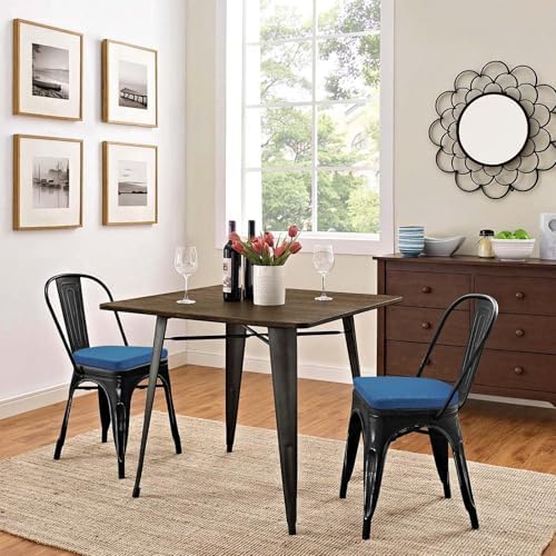 BUYUE Friendly Woven Fabric 14x14 Magnetic Cushion for Metal Chair 1 Piece, Enhanced Anti-Slip Seat Pad for Dining Kitchen Café Stackable Chair (U-Shape, Dark Blue, 1 Count) - Image 3