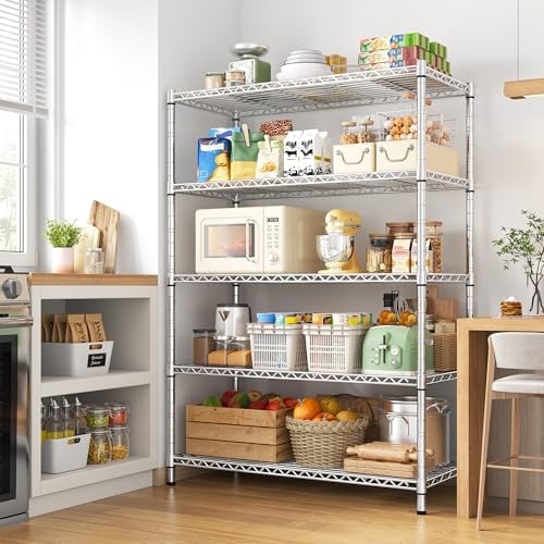 REIBII 72.8" Wire Shelving with Wheels,5 Tier 1653LBS Heavy Duty Shelves - Image 5