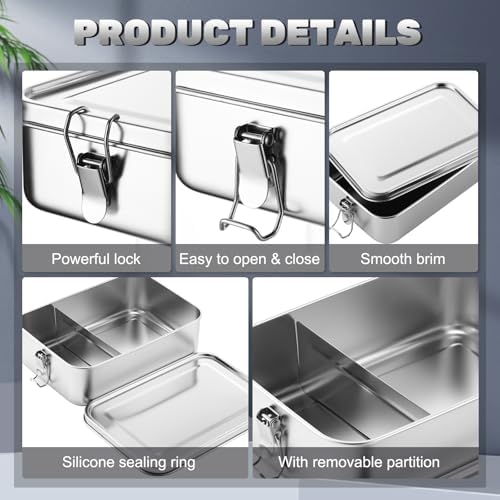 Umigy Stainless Steel Food Containers, 2400ml, Divided, 1 Pcs - Image 3