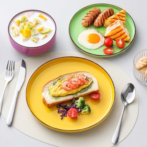vancasso Bonita Stoneware Dinnerware Sets, 12 Pieces Dishes Set，Polished Round Plates and Bowls Set for 4, Dishwasher and Microwave Safe, Multicolor - Image 5