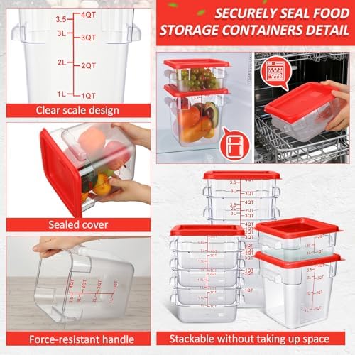 Yungyan 16 Pcs Restaurant Food Storage Containers with Lids Set, Red Lids - Image 3