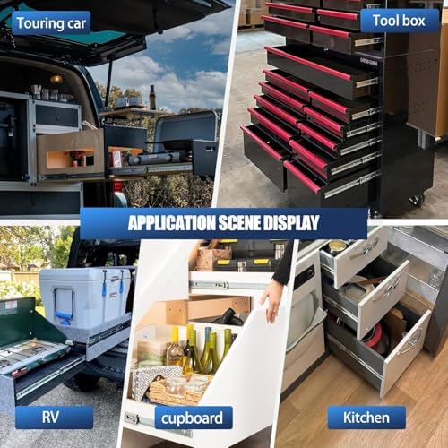 Thickened 200Lbs Heavy Duty Drawer Slides 1 Pair 32 Full Extension Ball Bearing Sliding Rails Kitchen Cabinet RV Runners Shelf Tool Box Tracks Glides (1/2" Thick, 32" L) - Image 5