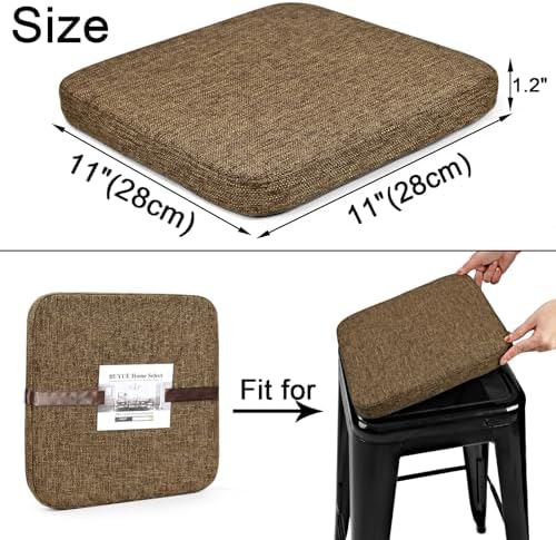 BUYUE Friendly Woven Fabric Magnetic Bar Stool Cushion 1 Piece, Enhanced Anti-Slip Breathable Small Chair Seat Pad for Café Bistro Stackable Metal Stool (Square, Brown, 1) - Image 4