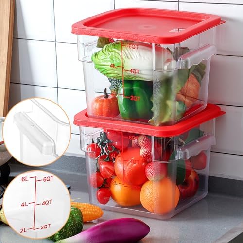 Ziliny 3 Sets 6 Qt Dough Proofing Container with Lid, Red - Image 4