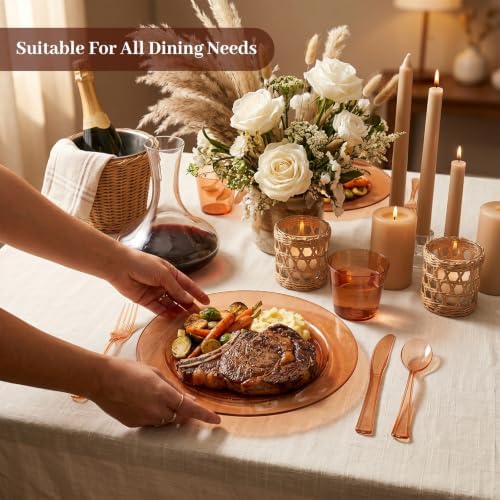 DaYammi 350PCS Amber Plastic Dinnerware Set for 50 Guests - Image 3
