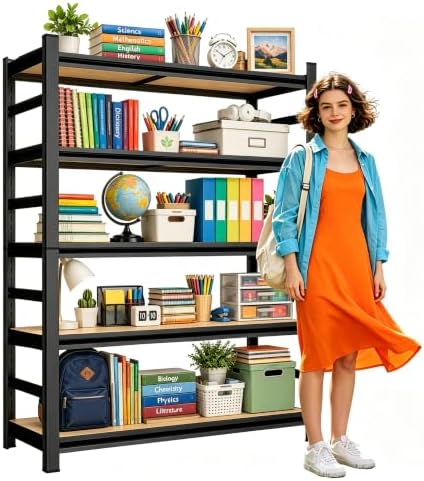 Metal Book Shelf Adjustable Heavy Duty Bookshelf with Tool-Free Assembly by PRESTELION