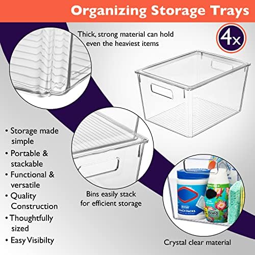 ClearSpace Storage Bin with Lid, Pantry & Desk Organizer, XL, 4 Pack - Image 4