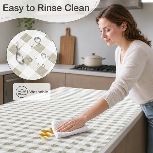 Green Gingham Drawer Liner Waterproof Non-Slip17.5IN x 10FT - Image 3