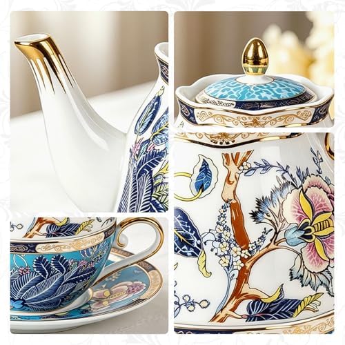 KAMMAK Tea for One Set, Ceramic Teapot, Bone China Tea Set, Cup and Saucer - Image 4