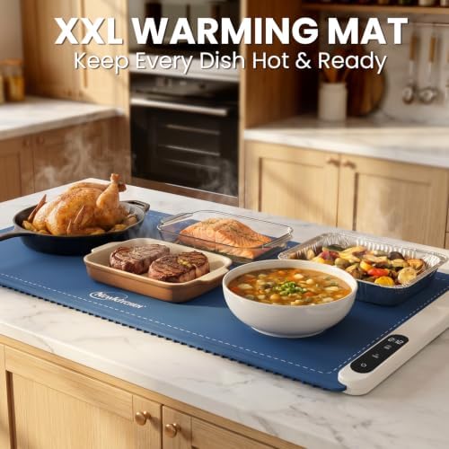 Warming Mat for Food, 36"x16" Food Warming Mat 6 Temperature & Timer Settings Upgrade Graphene Fast Full Surface Heating-Versatile Food Warmer for Gatherings, Parties, Everyday Use-Fruit Frost Blue - Image 5