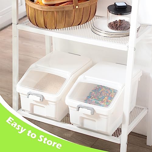 Sunnyray 4 Pcs Flour Storage Containers Rice Bin with Wheels, White, 22 lb - Image 7