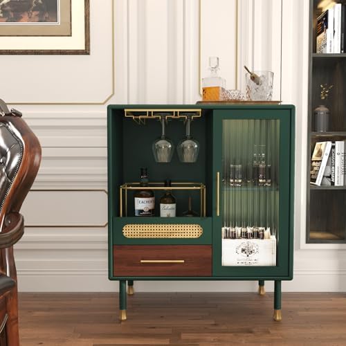 ARTPOWER Modern Coffee Bar Cabinet with Pull-Out Wine Storage, Green by PowerofArtBetterforLife