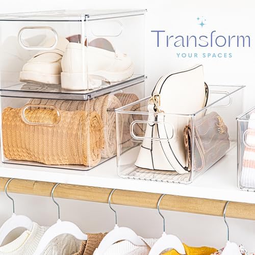 Plastic Food Storage Clear Container Bin with Handles for Organizing Kitchen, Pantry, Fridge, Freezer, Pantry,Bathroom. 16"x6"x5" - Image 5